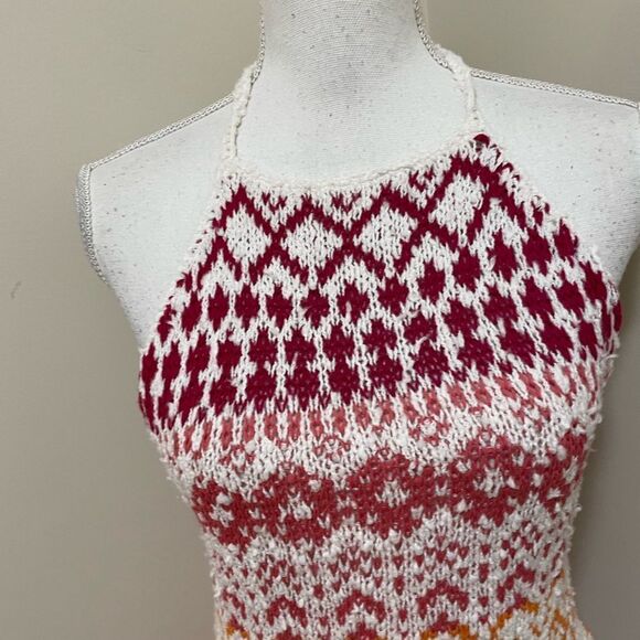 Free People Ikat Oasis Maxi Dress Halter Crochet 
Knit buckles size XS NWOT - Picture 8 of 14